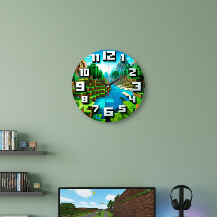 Часы настенные Майнкрафт пейзаж с-057