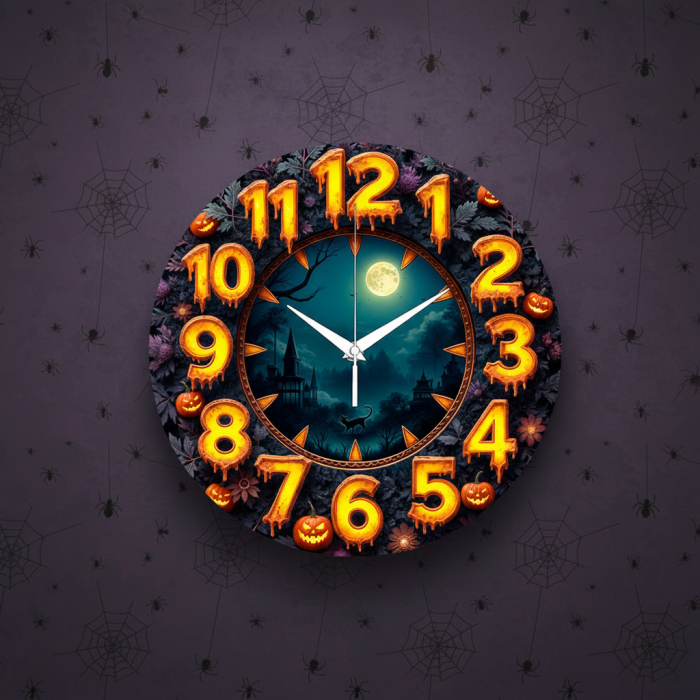 Часы настенные Кошка Хэллоуин с-132