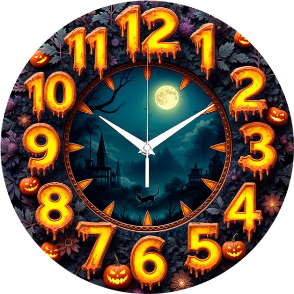 Часы настенные Кошка Хэллоуин с-132