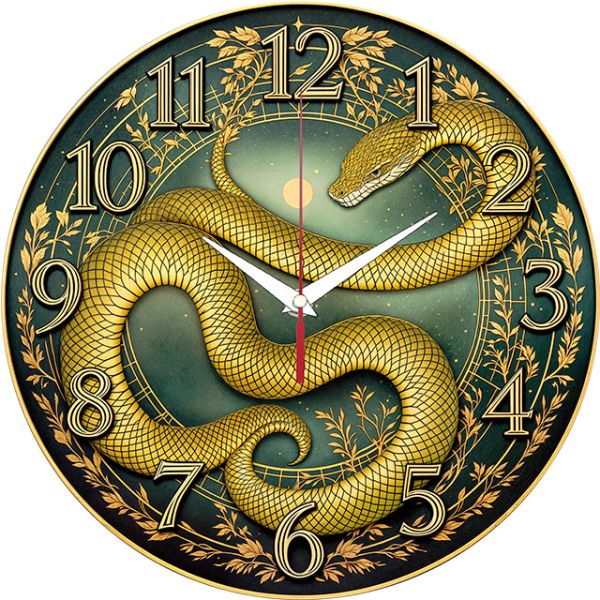 Часы настенные Золотая грация змеи с-139