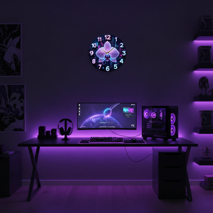 Настенные часы Кибер-орхидея c-194