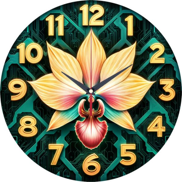 Настенные часы Кибер-орхидея Неон c-199