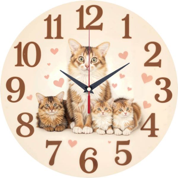 Настенные часы Кошачья семья c-227