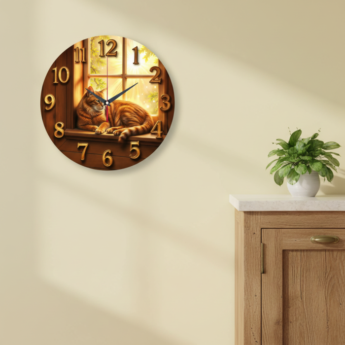Настенные часы Кот на подоконнике c-230