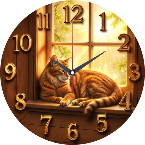 Настенные часы Кот на подоконнике c-230