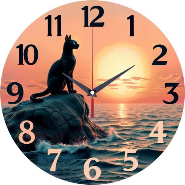 Настенные часы Кот и закат солнца c-232