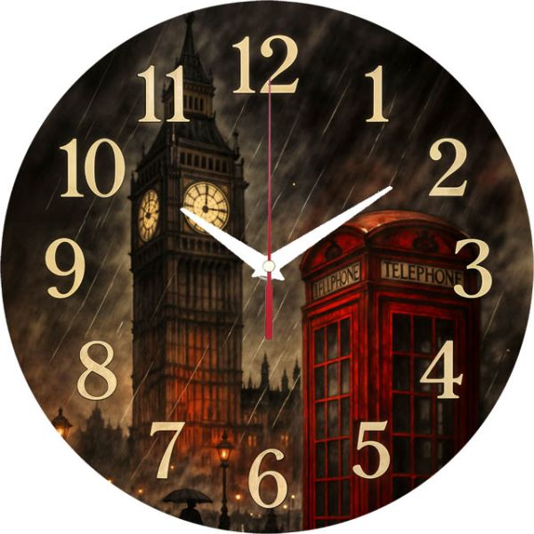 Настенные часы Красная телефонная будка c-236