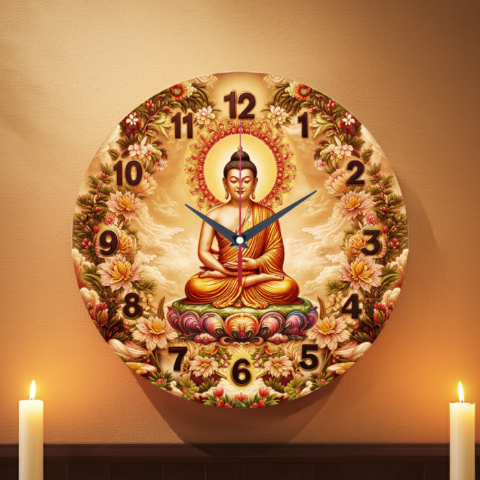 Настенные часы Будда в цветах c-316