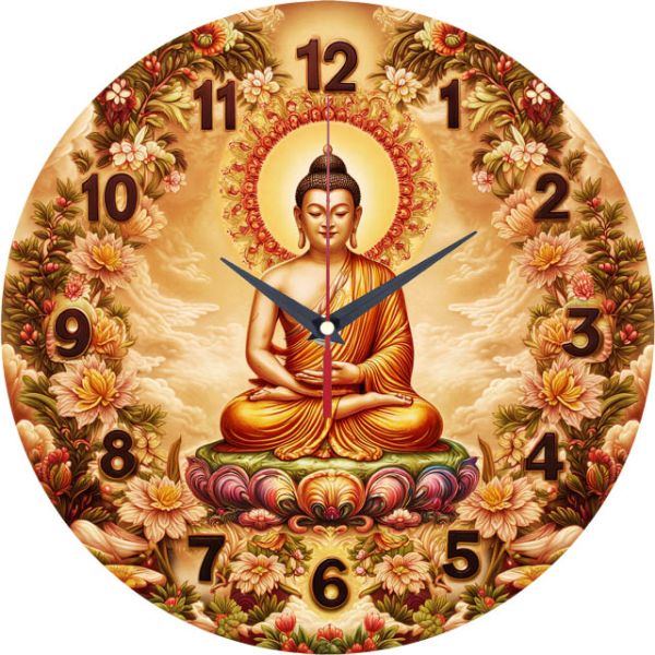 Настенные часы Будда в цветах c-316