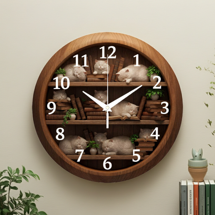 Настенные часы Котята на полке  c-335