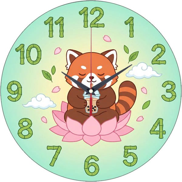 Настенные часы Красная панда с бабл-ти c-349