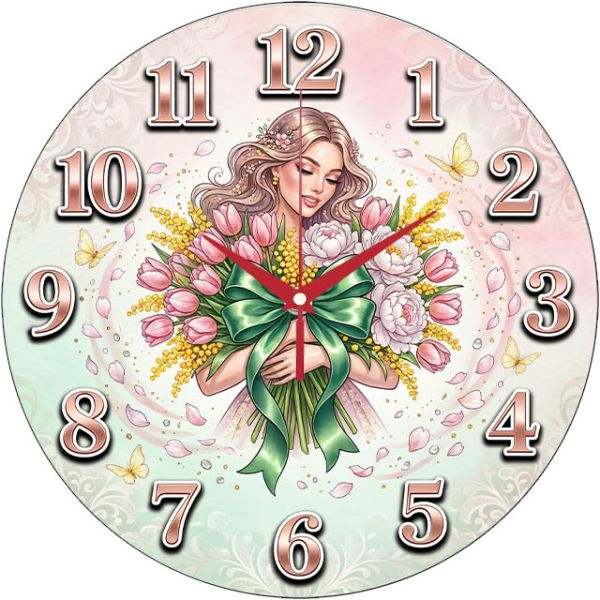 Настенные часы Девушка с букетом c-364