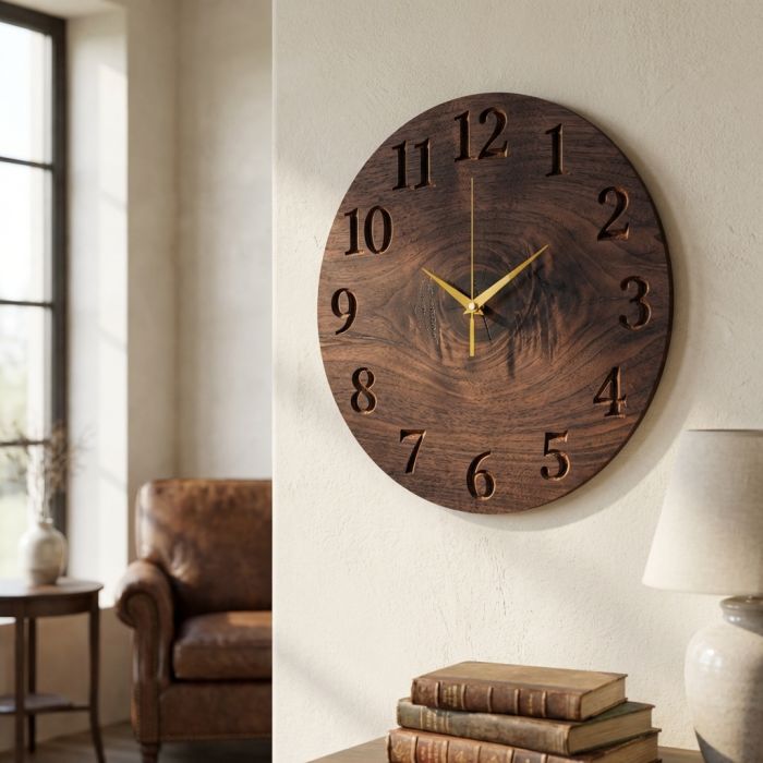 Настенные часы Срез темного дерева c-377