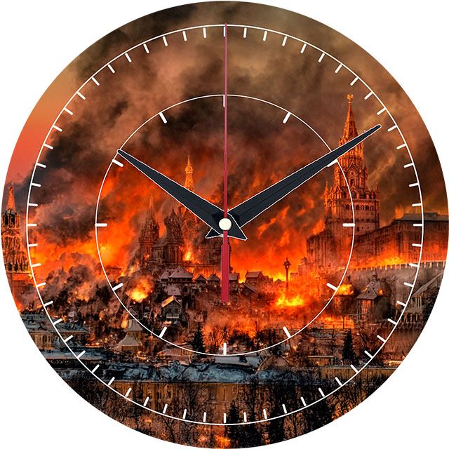 Часы настенные Горящая москва с-101
